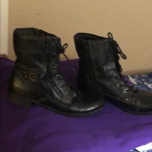 Guess black lace up and zippered boots